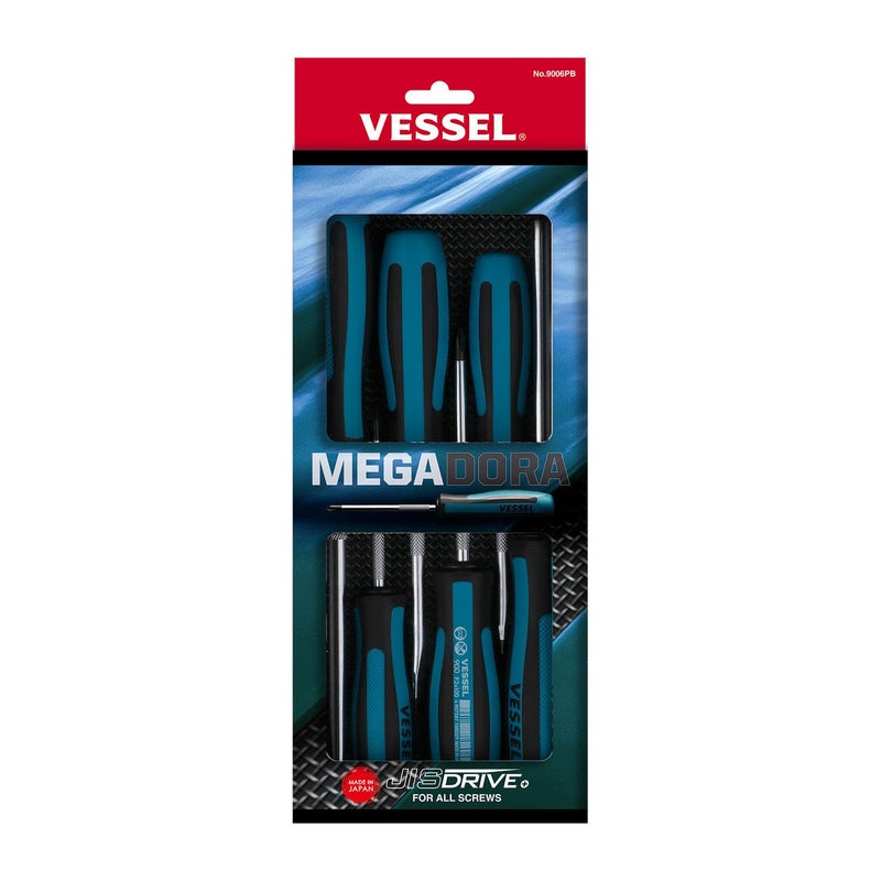 VESSEL MEGADORA Screwdriver Set 6pcs. 9006PB (Paper Box) - Image 3